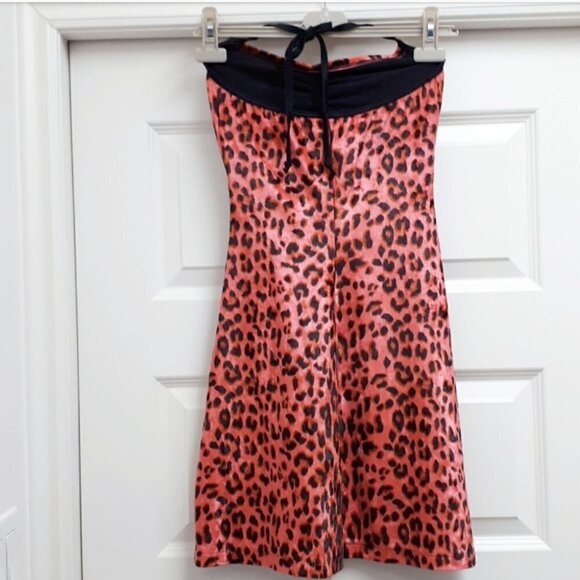 VINTAGE Y2K leopard crushed velvet halter dr - Picture 2 of 2